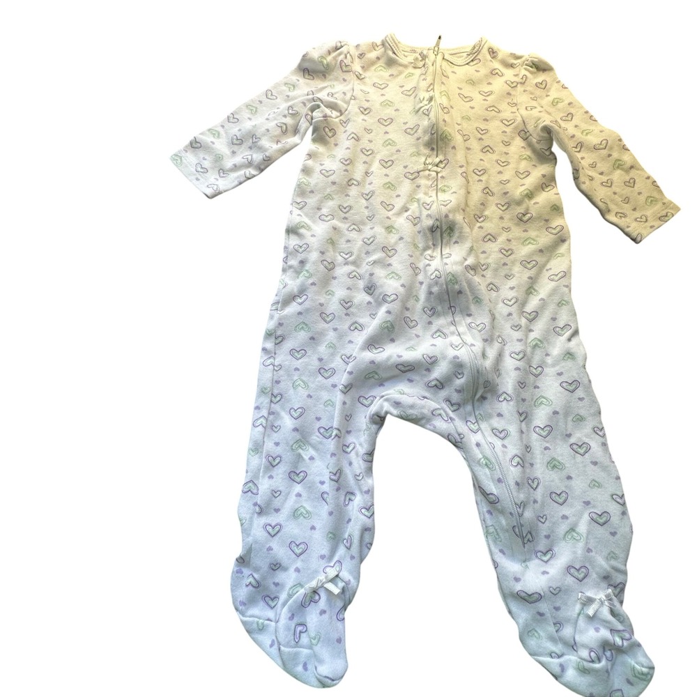 Baby‎ Girl Sleepers Footed Pajamas 3 Piece Set Floral Hearts Newborn Infant - Picture 4 of 8